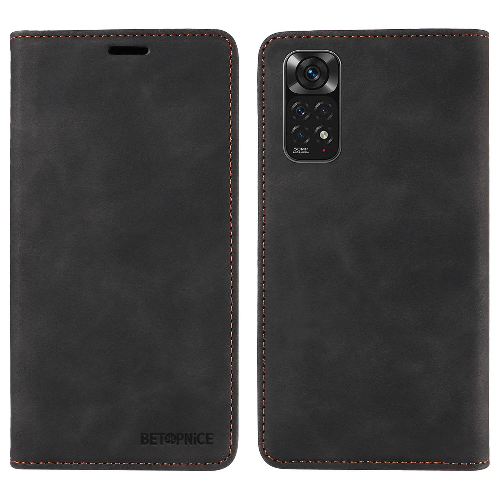 

Betopnice 003 Für Xiaomi Redmi Note 11 4G (Qualcomm) / Hinweis 11S 4G PU Leder RFID Blocking Drop Proof Phone Case - Schwarz, Xiaomi Redmi Note 11 4G (Qualcomm)
