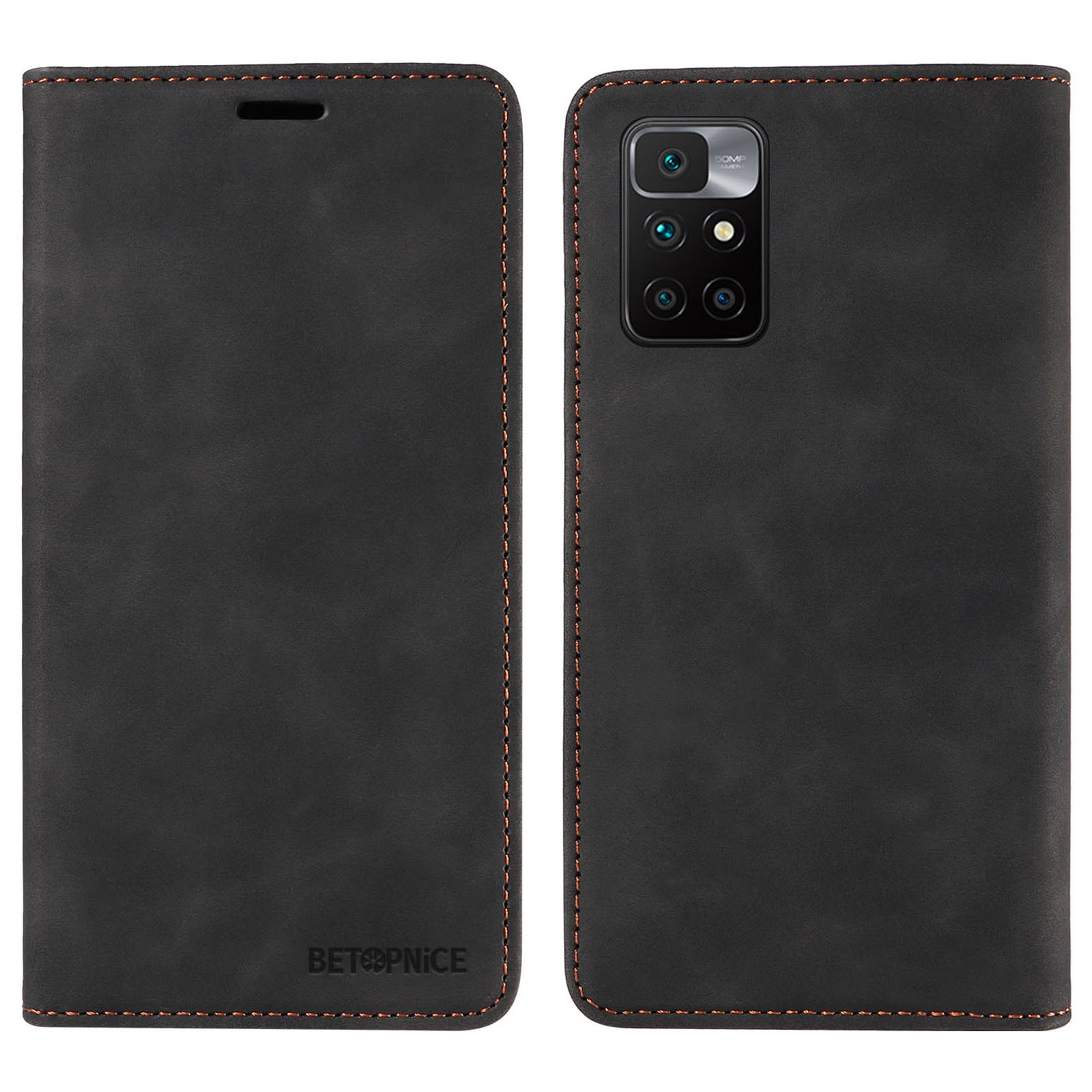 

Betopnice 003 Für Xiaomi Redmi Anmerkung 11 4G (MediaTek) / Redmi 10 4G (2021) / Redmi 10 2022 4g / 10 Prime RFID -blockierung Telefon Ledertasche - Schwarz, Xiaomi Redmi Note 11 4G (MediaTek)