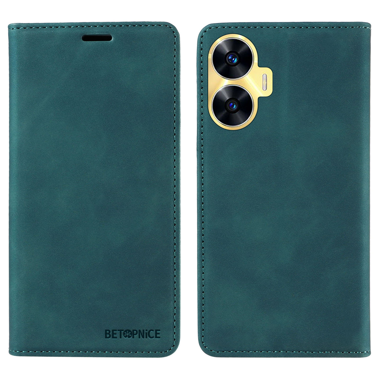 

Betopnice 003 RFID Blocking Wallet Hülle Für Realme C55, PU Lederständer Telefonabdeckung - Grün, Realme C55