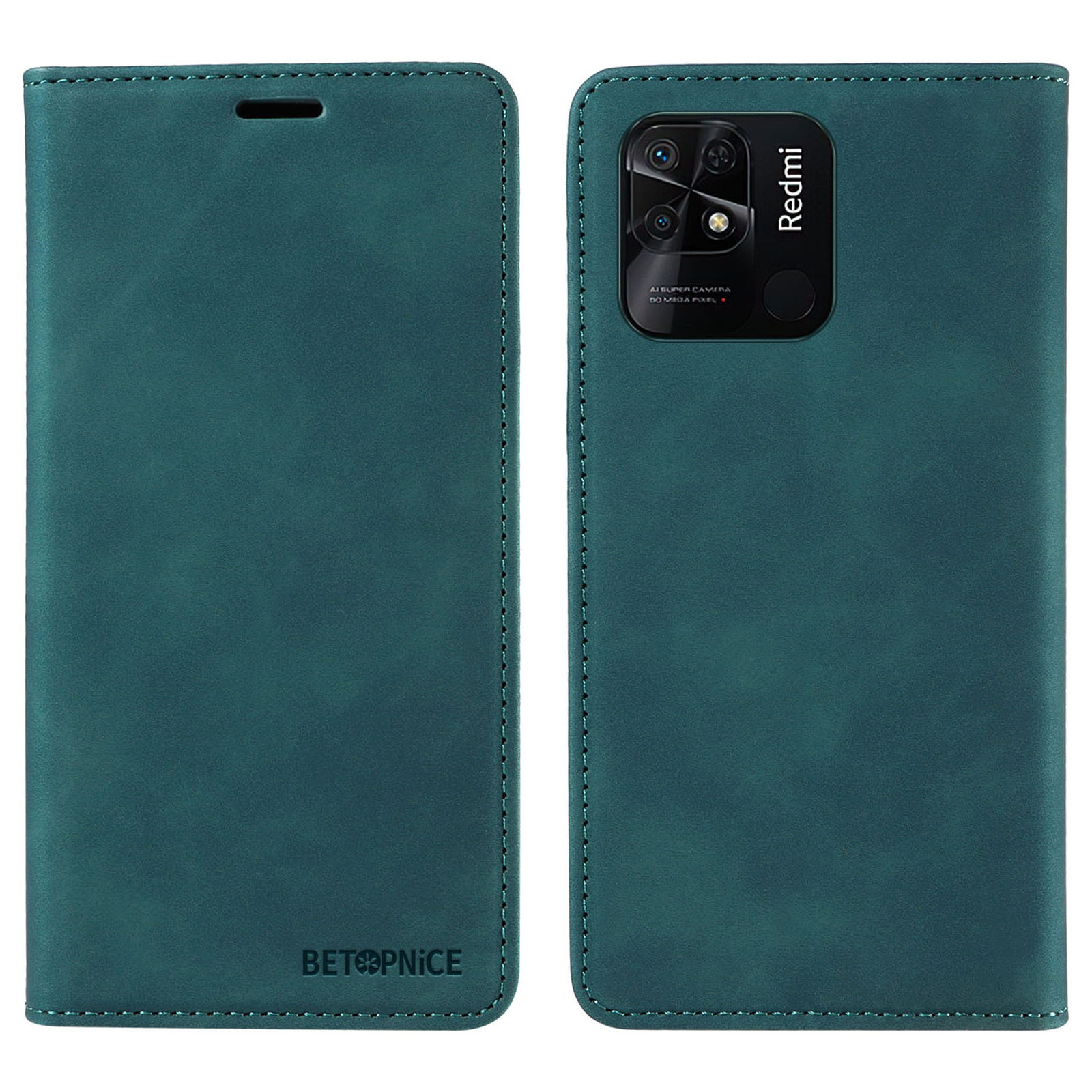 

Betopnice 003 Für Xiaomi Redmi 10c 4G / Redmi 10 (indien) 4G / Redmi 10 Power Phone Case RFID Blockierende Lederabdeckung - Grün, Xiaomi Redmi 10C 4G
