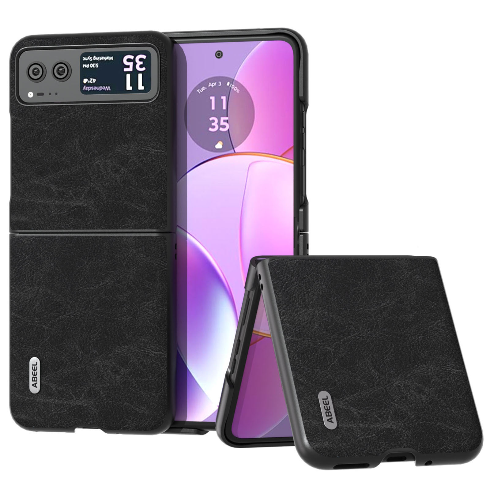 

ABEEL Für Motorola Razr 40 5G PU Lederbeschichtete PC -telefonschale Litchi Textur Ultra Dünner Abdeckung - Schwarz, Motorola Razr 40 5G