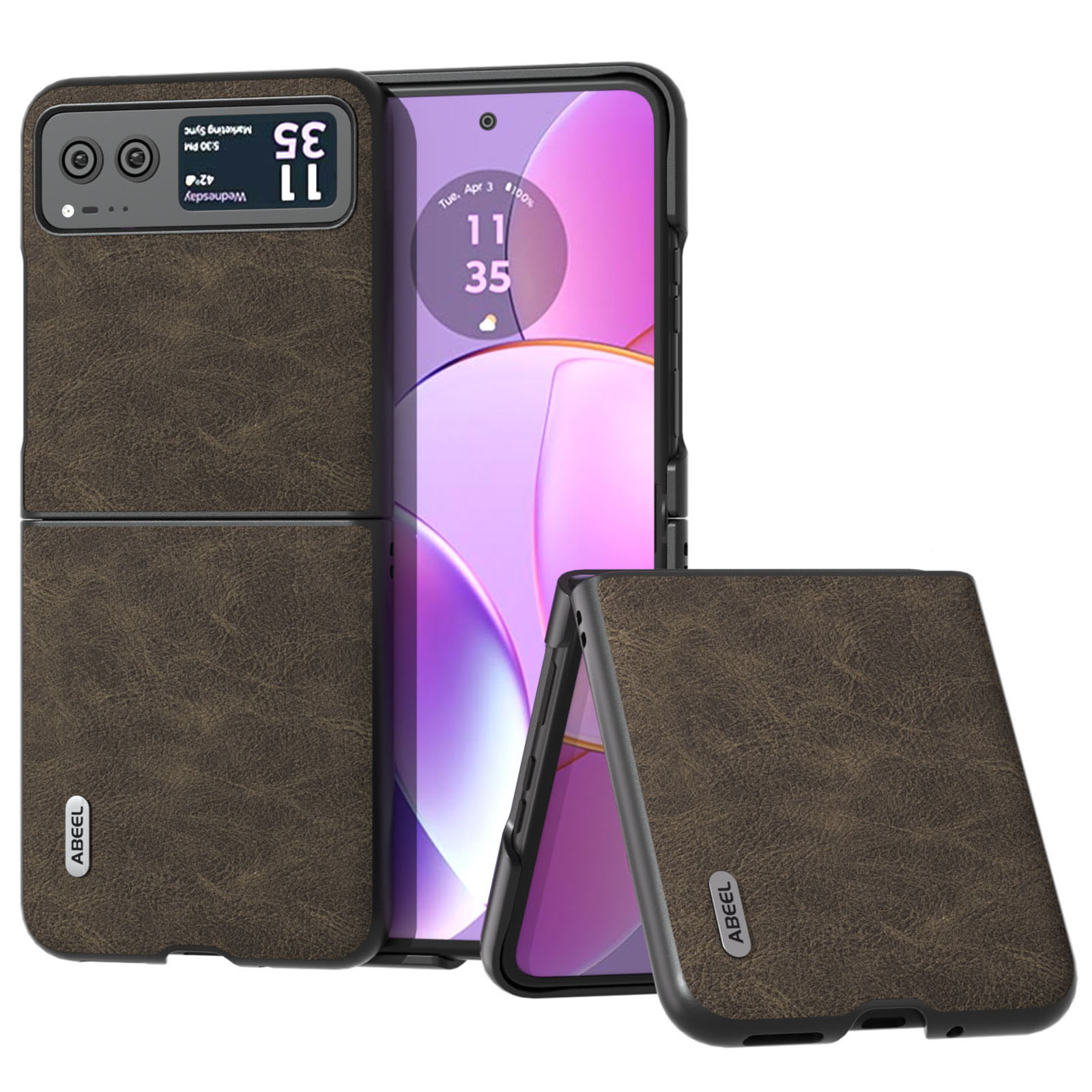 

ABEEL Für Motorola Razr 40 5G PU Lederbeschichtete PC -telefonschale Litchi Textur Ultra Dünner Abdeckung - Khaki, Motorola Razr 40 5G