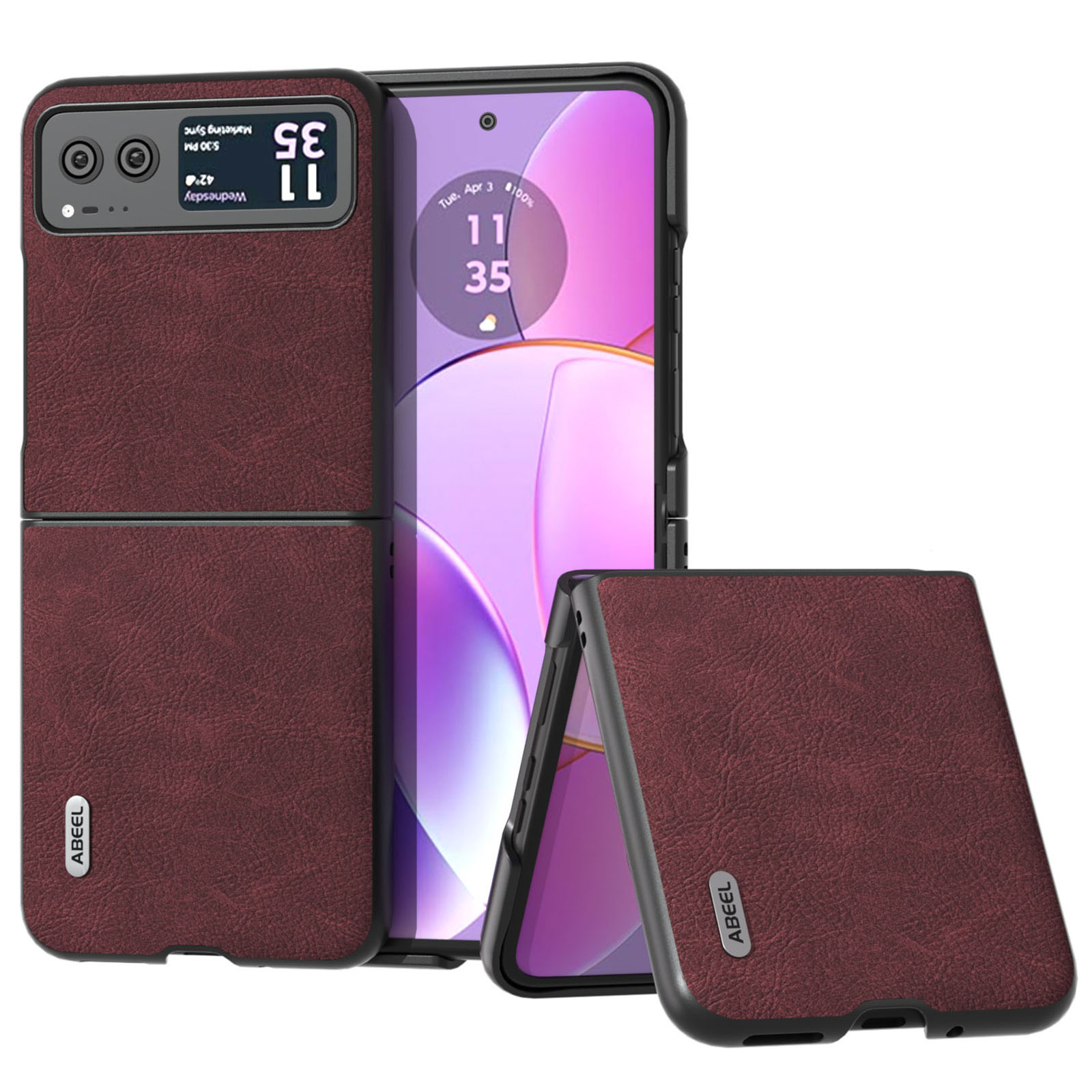

ABEEL Für Motorola Razr 40 5G PU Lederbeschichtete PC -telefonschale Litchi Textur Ultra Dünner Abdeckung - Purpurrot, Motorola Razr 40 5G