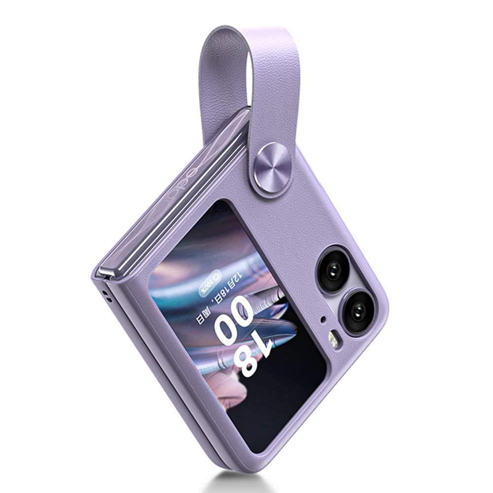 

GKK Pu-lederbeschichtete Hardpc-hülle Für Find N2 Flip 5G Gurt Kickstand Anti-drop-telefonabdeckung - Lila, Oppo Find N2 Flip 5G