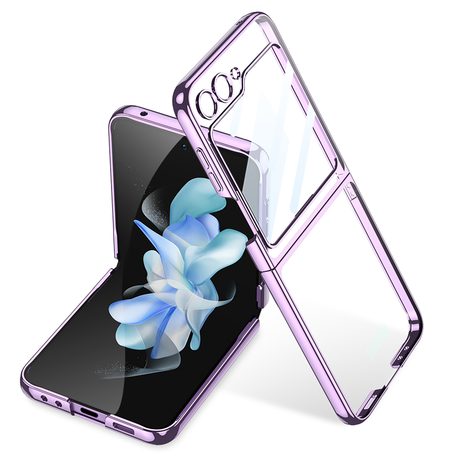 

GKK Für Samsung Galaxy Z Flip5 5G Faltphone Deckungsschale Elektroplierendes Kunststoffhülle Mit Temperamentvollem Glasschildfilm - Lila, Galaxy Z Flip5 5G