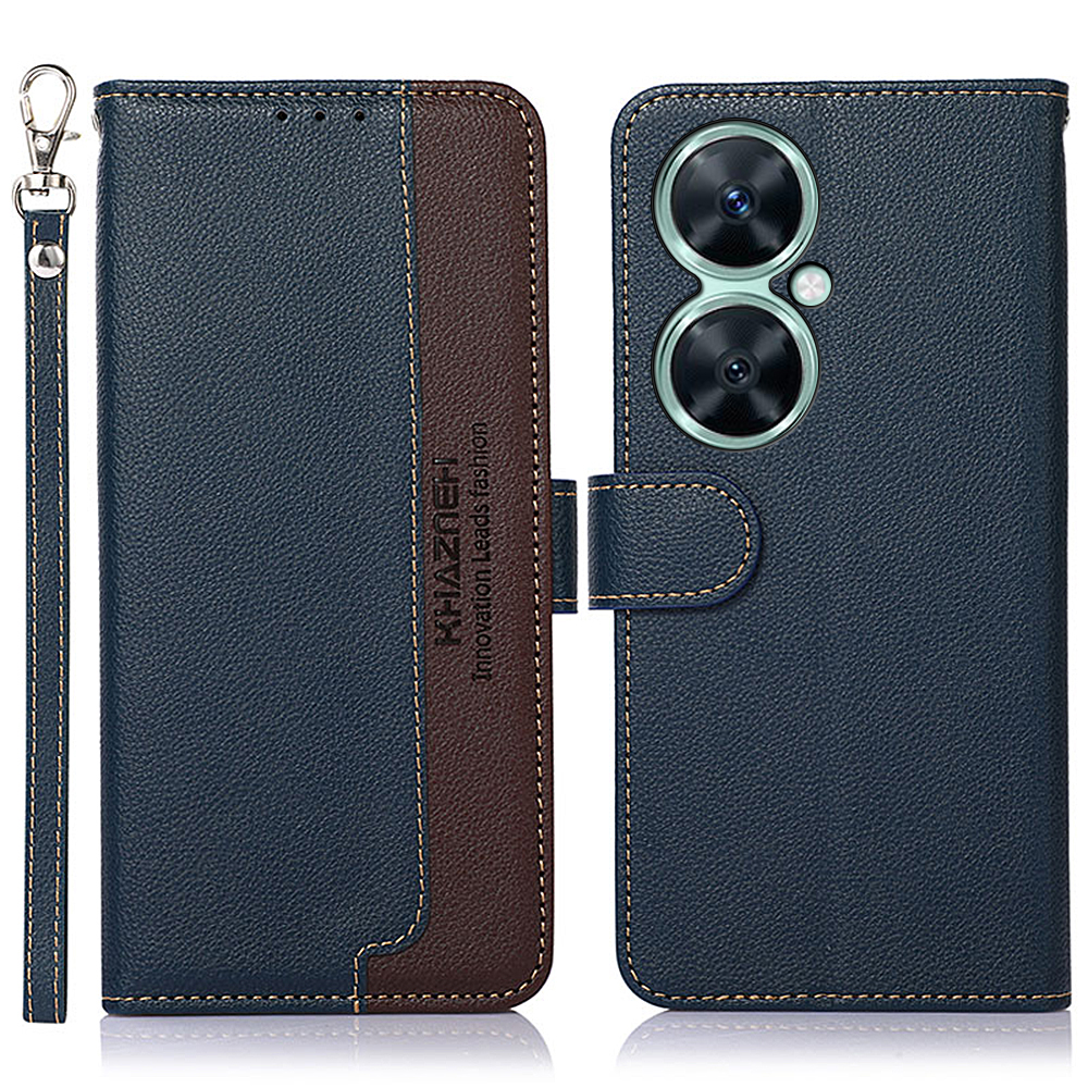 

Khazneh RFID Blockierende Ledertasche Für Huawei Nova 11i, Litchi Textur Stand Wallet Telefonabdeckung - Blau, Huawei Nova 11i