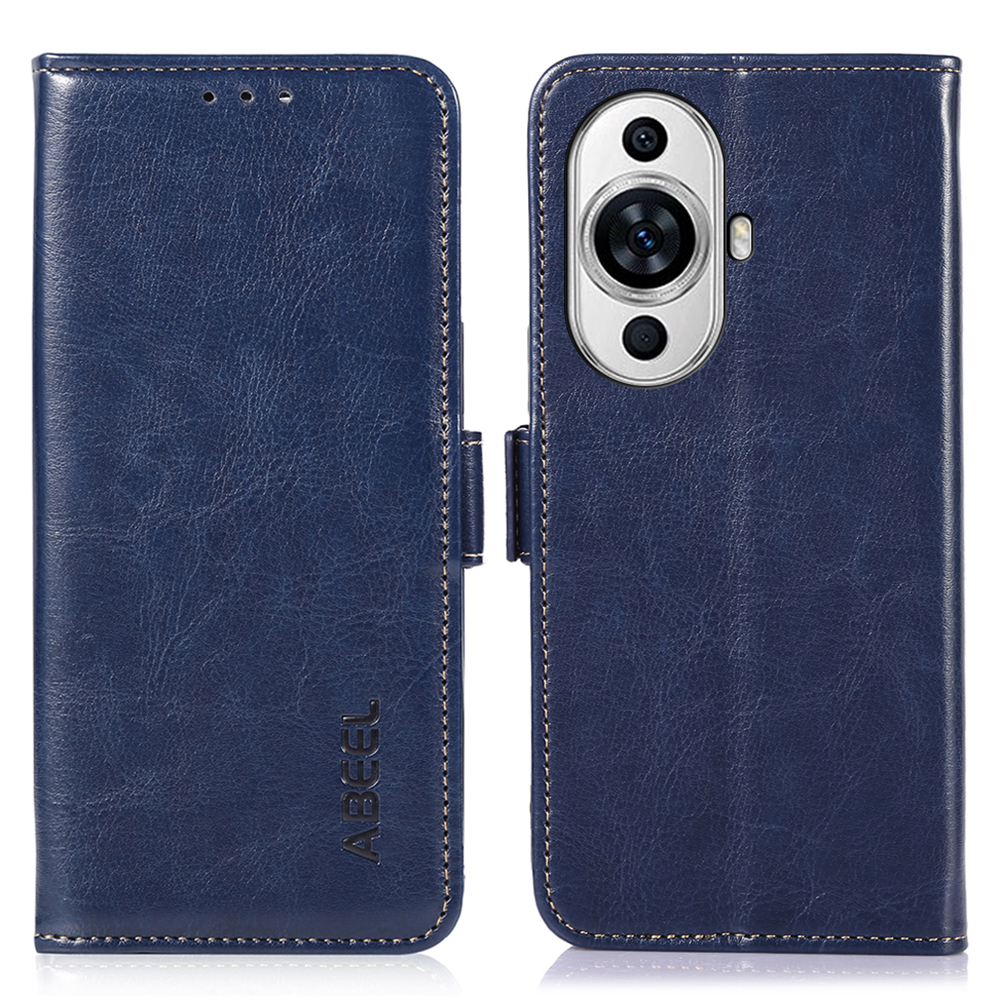 

Abeel Für Huawei Nova 11 Pro / Nova 11 Ultra PU Leder Telefon Cover Verrückte Pferdestruktur Wallet Stand Hülle - Blau, Huawei nova 11 Pro