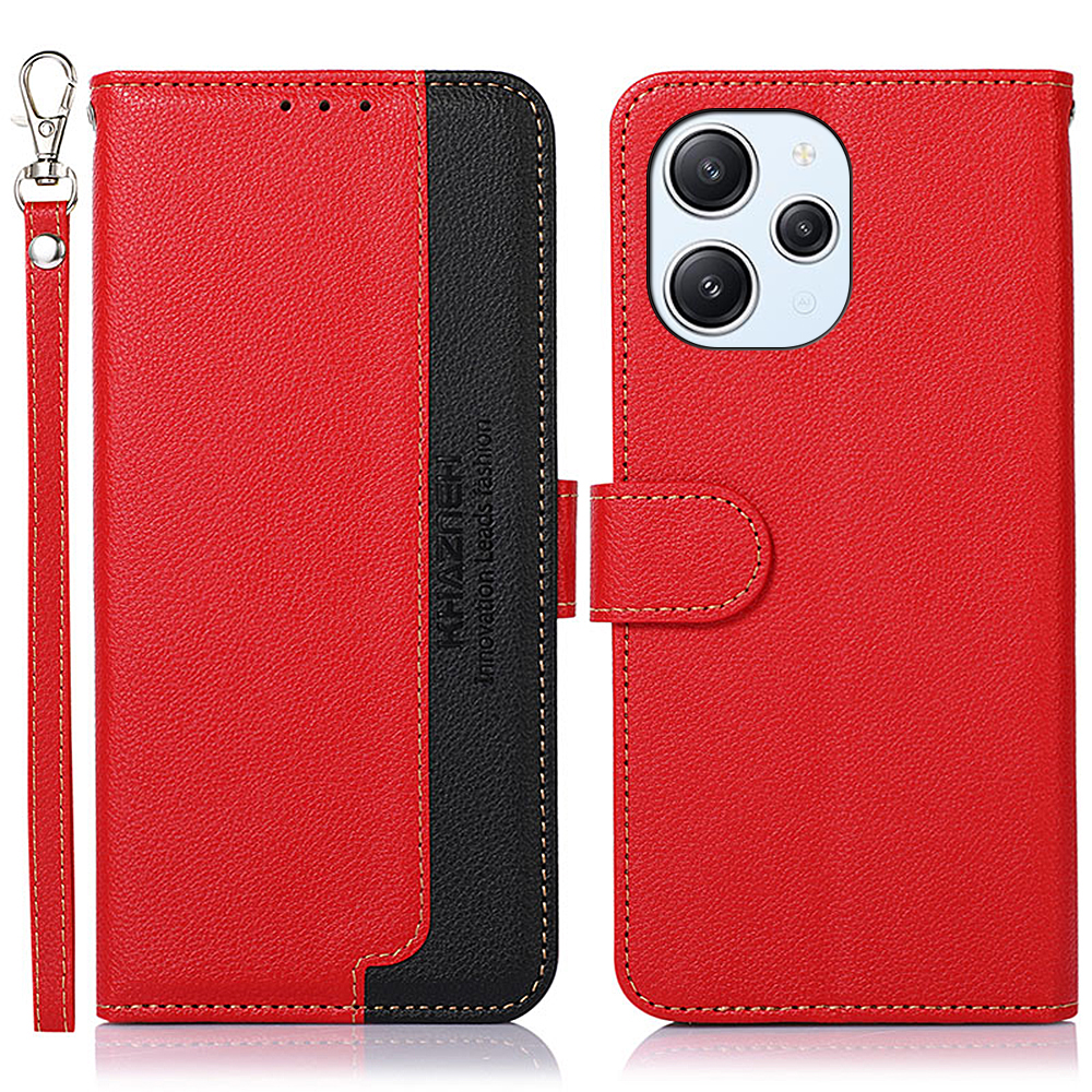 

Khazneh Für Xiaomi Redmi 12 4G Litchi Texture Stand Telefon Hülle RFID Blockierende Lederschalen -brieftasche Telefonabdeckung - Rot, Xiaomi Redmi 12 4G