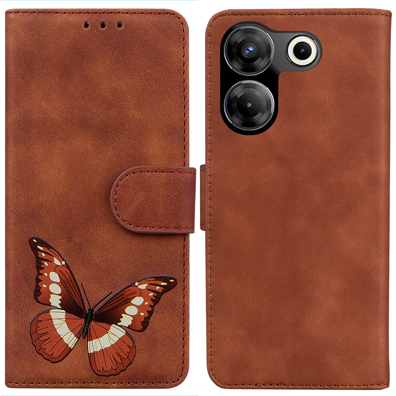

Für Tecno Camon 20 4g / Camon 20 Pro 4g Wallet Leder Hülle Butterfly Printing Flip Ständer Telefonabdeckung - Braun, Tecno Camon 20 4G