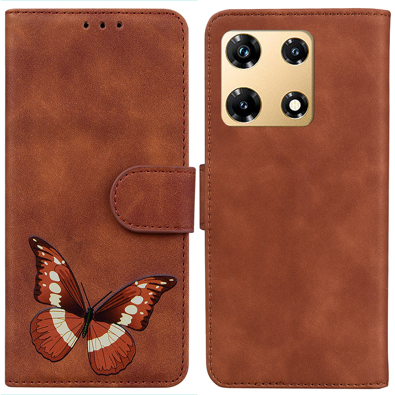 

Brieftasche Hülle Für Infinix Note 30 Pro 4G PU Leder Schmetterlingsdruckflip -ständer Telefonabdeckung - Braun, Infinix Note 30 Pro 4G