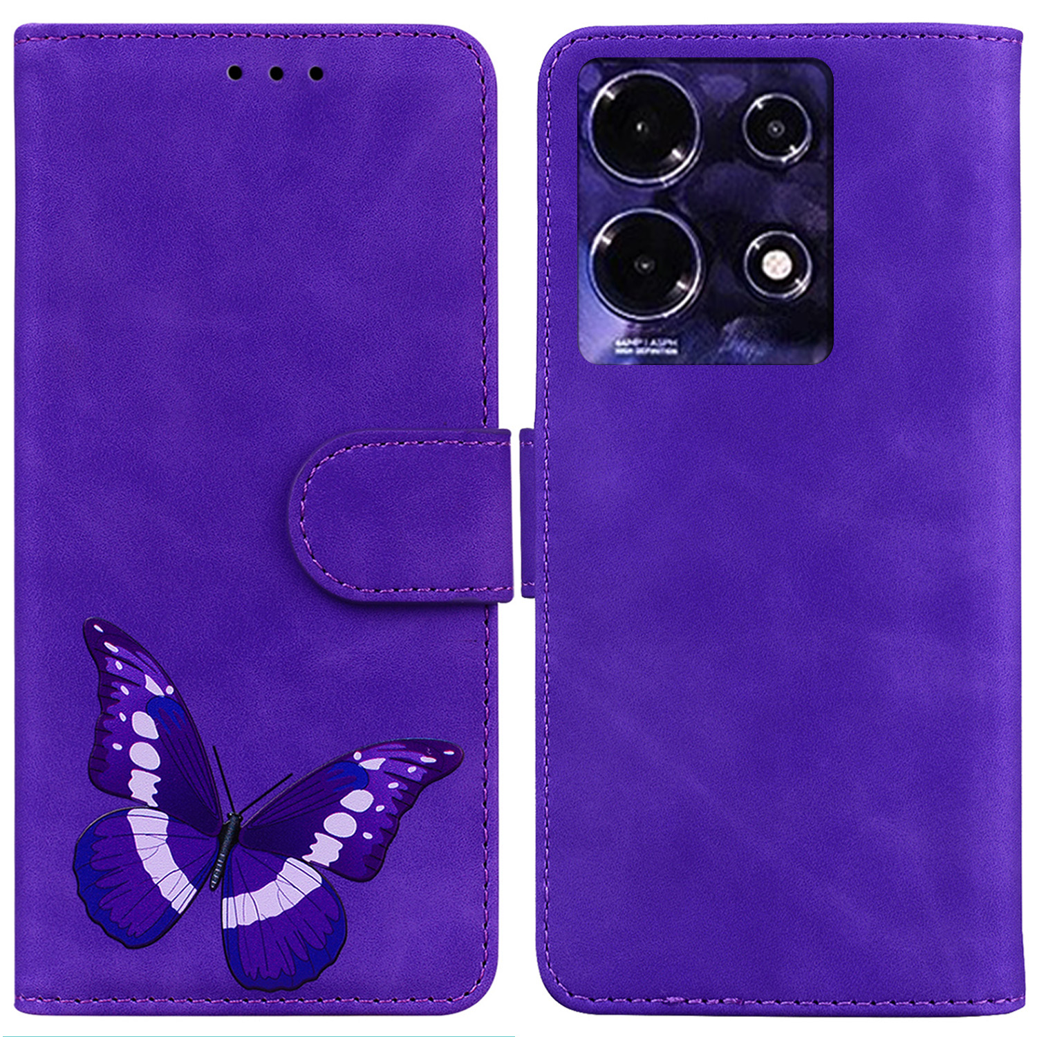 

Für Infinix-hinweis 30i 4G Anti-drogen-brieftaschenhülle Pu-leder-schmetterlings-drucken Flip Ständer Telefonabdeckung - Lila, Infinix Note 30i 4G