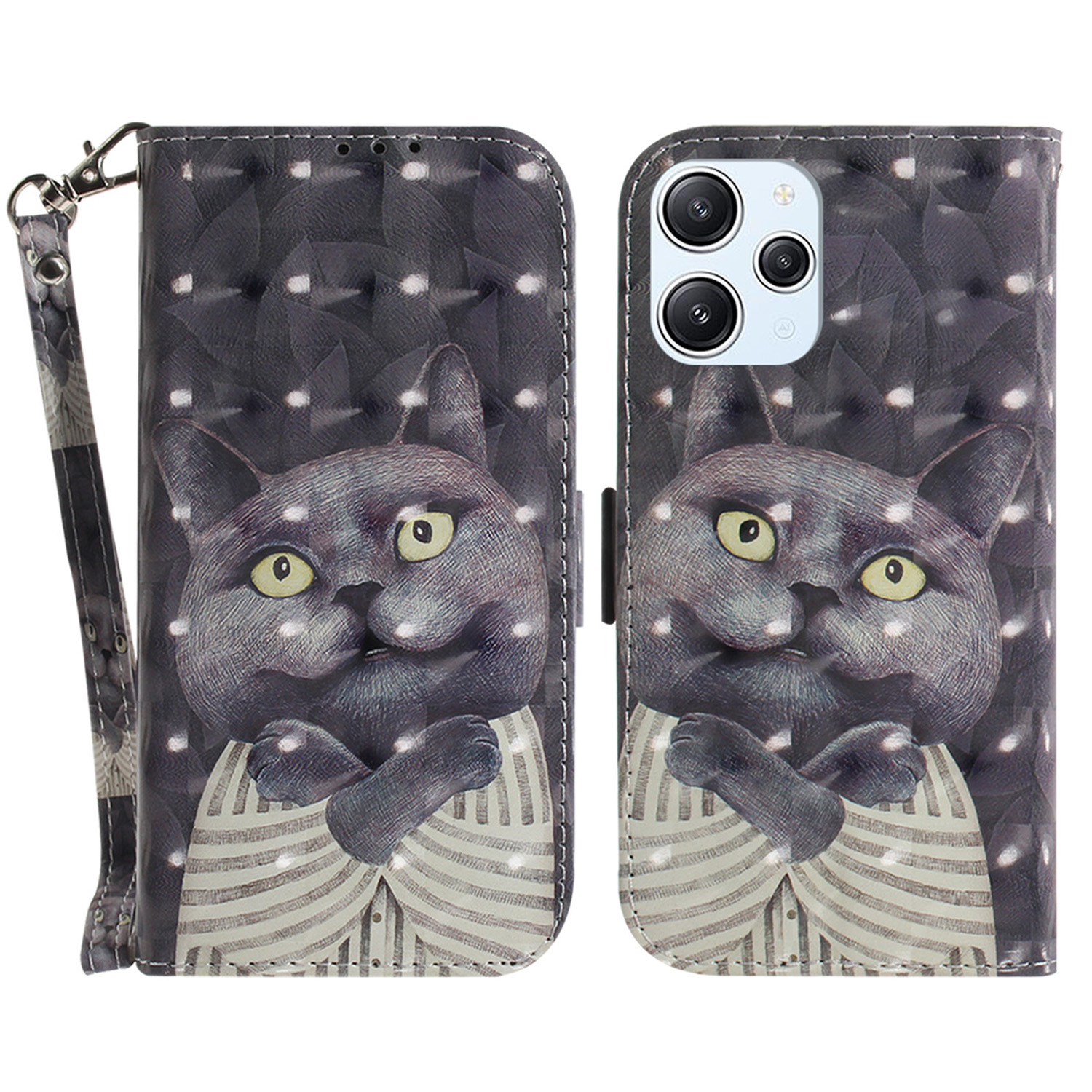 

Brieftasche Telefonhülle Für Xiaomi Redmi 12 4g, 3D -muster -gedruckter PU -lederständer Mit Riemen - Katze Umarmen, Xiaomi Redmi 12 4G