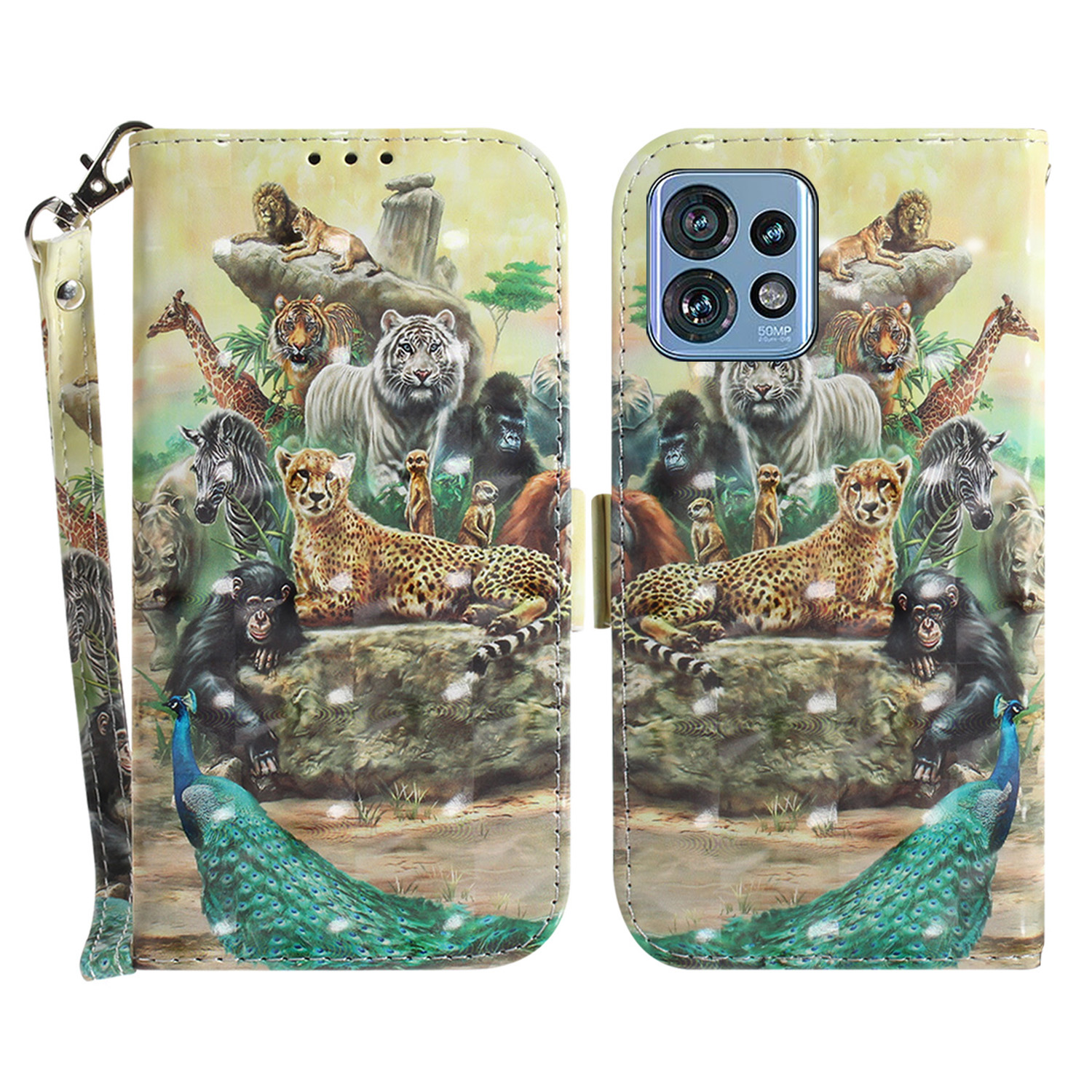 

Phone Case for Motorola Edge 40 Pro 5G / Moto X40 5G / Edge+ (2023) , Pattern Printing Leather Wallet Stand Cover with Strap - Animals, Motorola Edge 40 Pro 5G