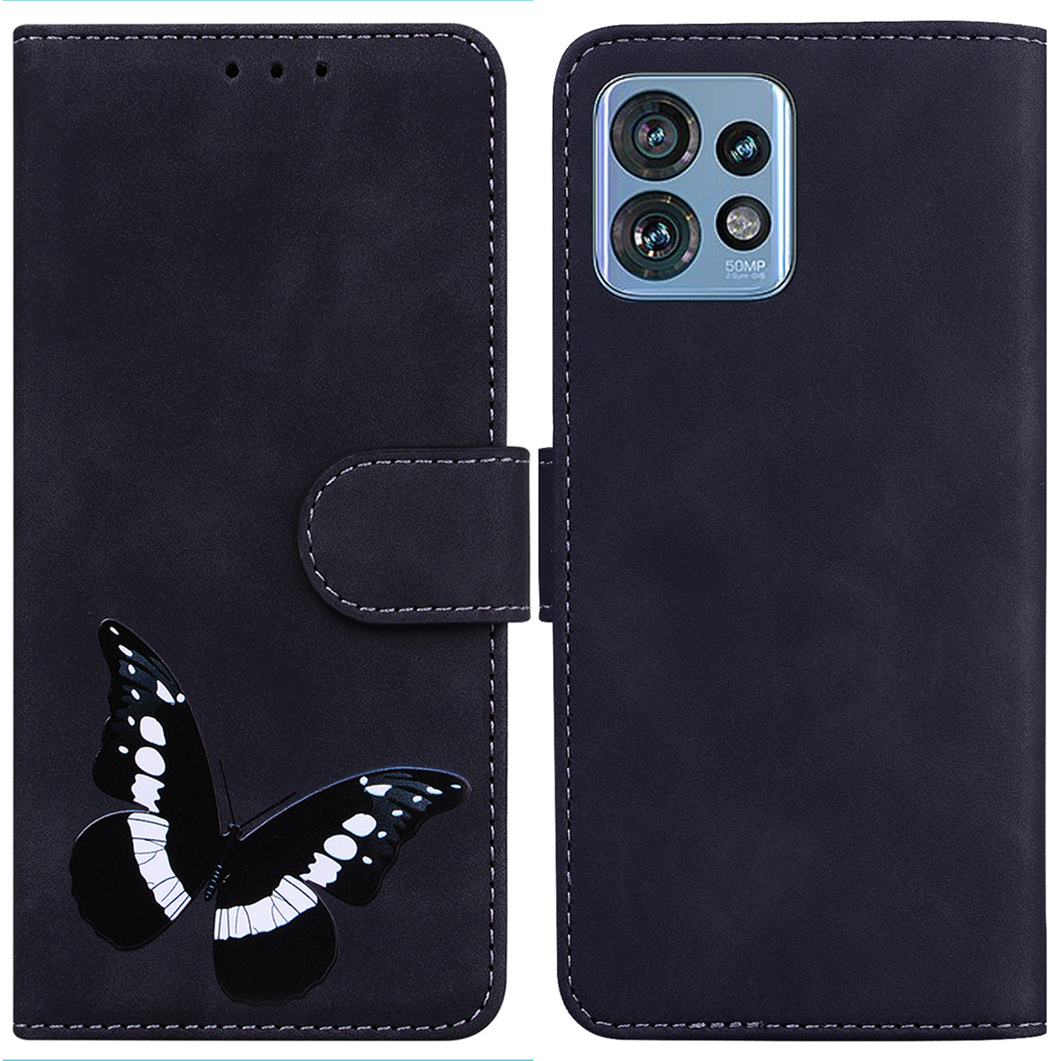 

Schmetterlingsdruckphase Für Motorola Edge 40 Pro 5g / Moto X40 5g / Rand+(2023), Haut-touch-leder-ständer Brieftasche Abdeckung - Schwarz, Motorola Edge 40 Pro 5G