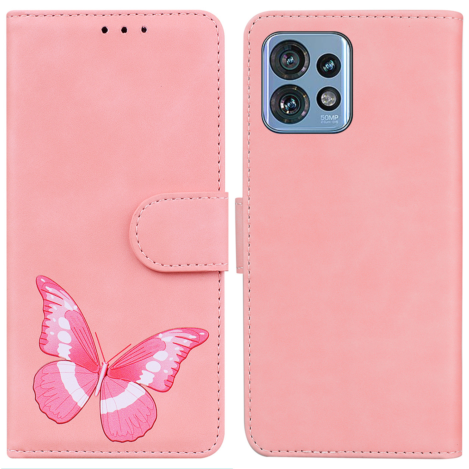 

Schmetterlingsdruckphase Für Motorola Edge 40 Pro 5g / Moto X40 5g / Rand+(2023), Haut-touch-leder-ständer Brieftasche Abdeckung - Rosa, Motorola Edge 40 Pro 5G