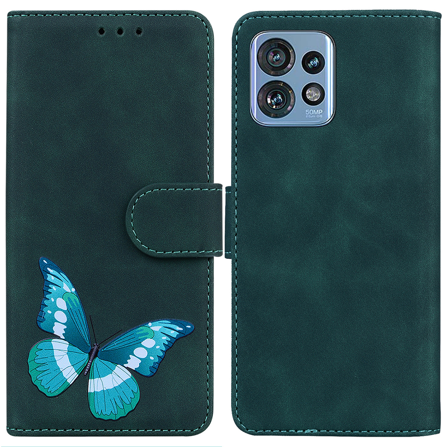 

Schmetterlingsdruckphase Für Motorola Edge 40 Pro 5g / Moto X40 5g / Rand+(2023), Haut-touch-leder-ständer Brieftasche Abdeckung - Grün, Motorola Edge 40 Pro 5G
