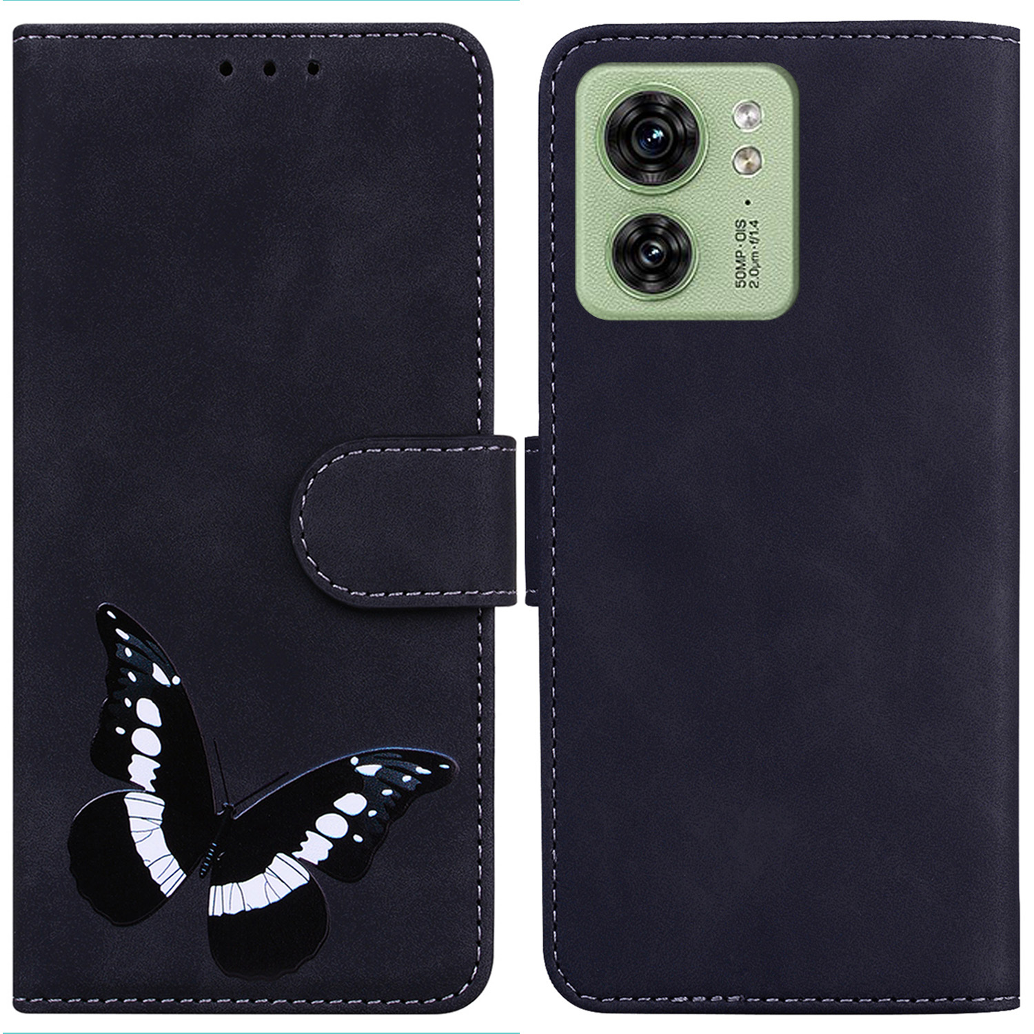 

Für Motorola Edge 40 5G PU Leder Butterfly Druckkoffer Stand Wallet Skin-touch-telefonabdeckung - Schwarz, Motorola Edge 40 5G