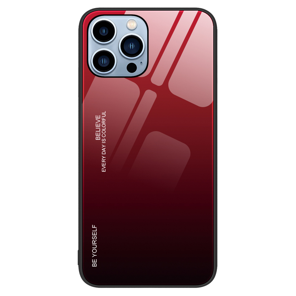 

Für Das Iphone 15 Pro Max Gradient Hartharthülle Temperiertes Glas + PC + TPU Anti-scratch-abdeckung - Rot+schwarz, iPhone 15 Pro Max