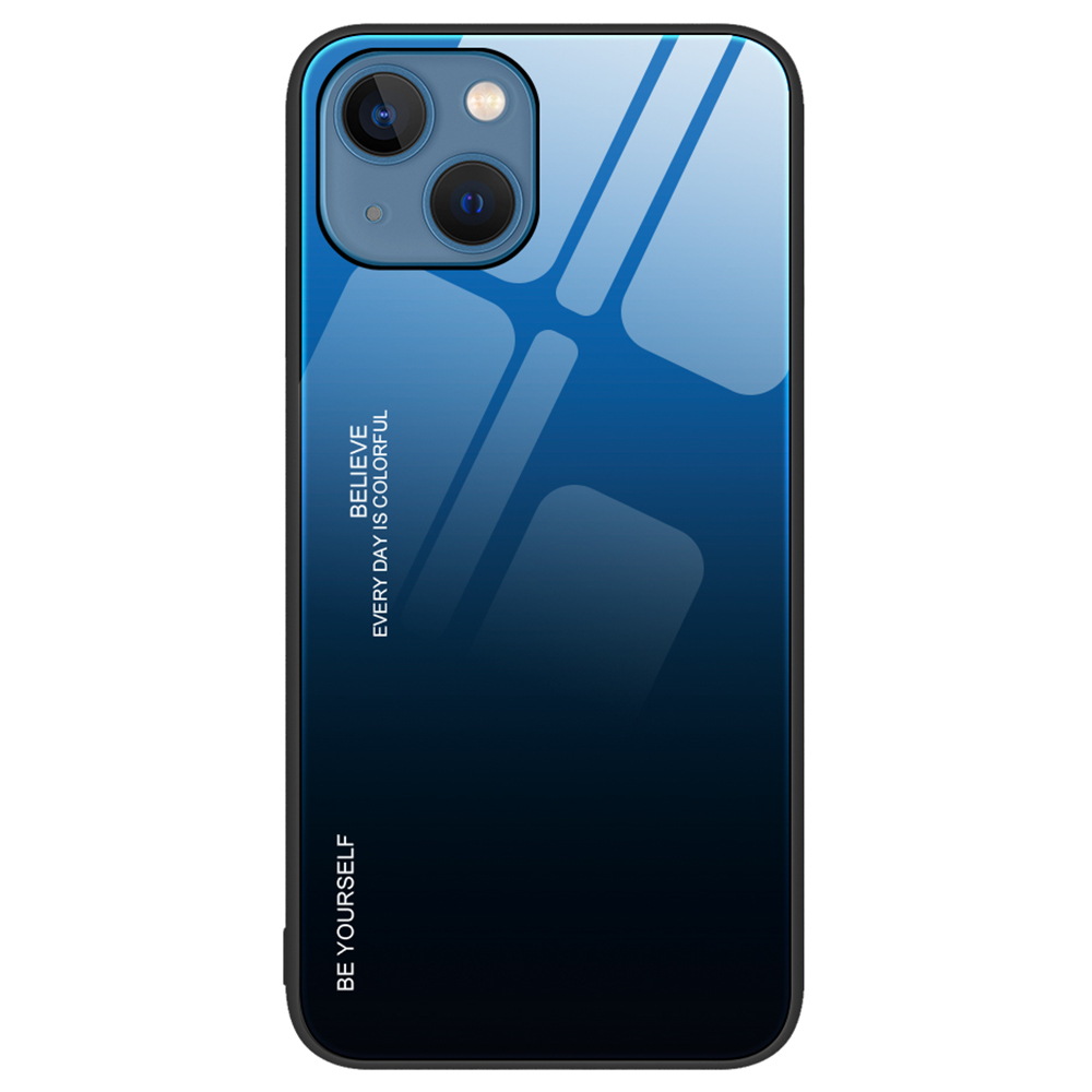 

Für Iphone 15 Telefonkoffer-gradientenfarbe Temperiertes Glas + PC + Tpu-anti-drop-abdeckung - Blau+schwarz, iPhone 15