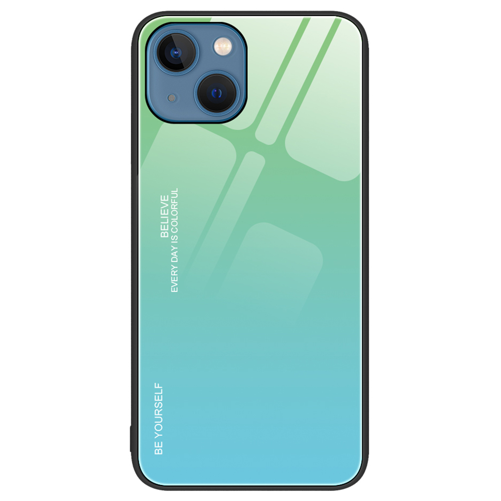

Für Iphone 15 Telefonkoffer-gradientenfarbe Temperiertes Glas + PC + Tpu-anti-drop-abdeckung - Cyan+blau, iPhone 15