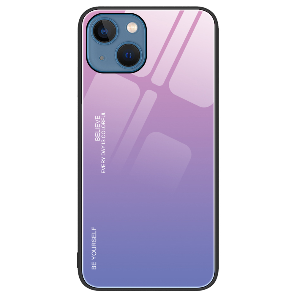 

Für Iphone 15 Telefonkoffer-gradientenfarbe Temperiertes Glas + PC + Tpu-anti-drop-abdeckung - Pink+lila, iPhone 15
