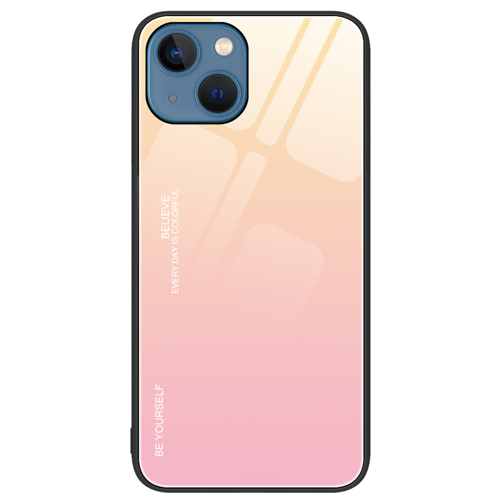 

Für Iphone 15 Telefonkoffer-gradientenfarbe Temperiertes Glas + PC + Tpu-anti-drop-abdeckung - Gold+Pink, iPhone 15