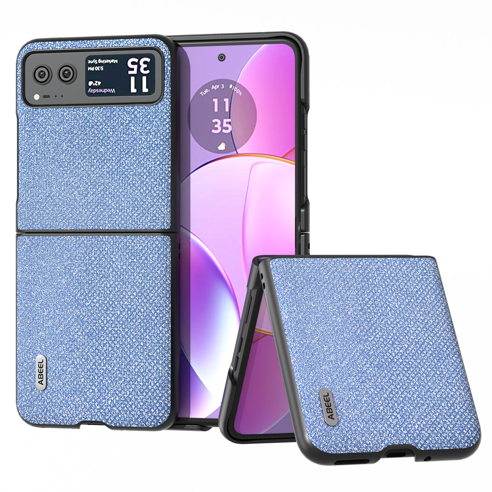 

ABEEL Für Motorola Razr 40 5G Strass Texture Phone Hülle PU Leder + Hartpcschale Ultra -dünnabdeckung - Blau, Motorola Razr 40 5G