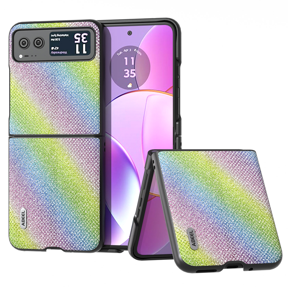 

ABEEL Für Motorola Razr 40 5G Strass Texture Phone Hülle PU Leder + Hartpcschale Ultra -dünnabdeckung - Mehrfarbig, Motorola Razr 40 5G