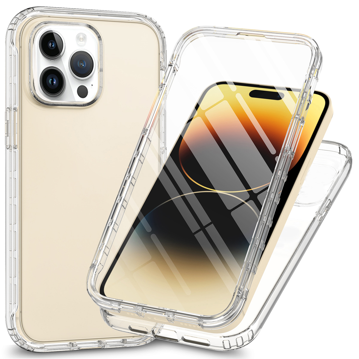 

Gradiententelefonhülle Für Iphone 15 Pro, Pc+tpu-anti-drop-abdeckung Mit Pet-bildschirmschutz - Transparent, iPhone 15 Pro