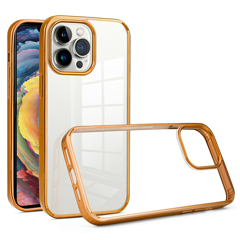 

BulkSourcing Für Iphone 13 Pro Elektroplattiert Klare Abdeckung PC + TPU Anti-kratzer-telefonhülle - Gold, iPhone 13 Pro