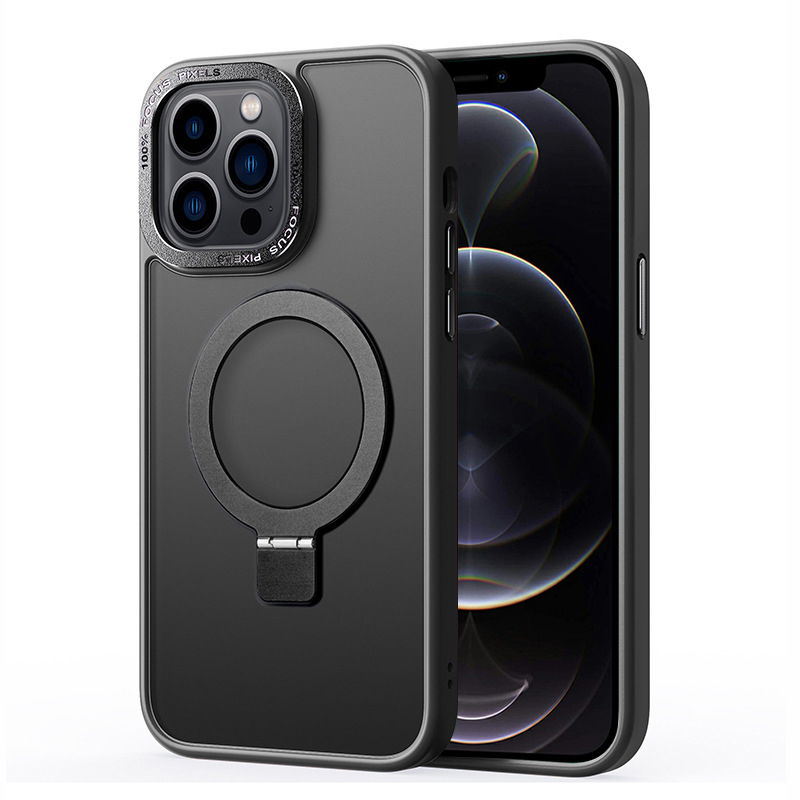 

Magnethülle Für Iphone 12 Pro Max, Kickstand TPU+PC Mattelefonabdeckung Kompatibel Mit Magsafe - Schwarz, iPhone 12 Pro Max