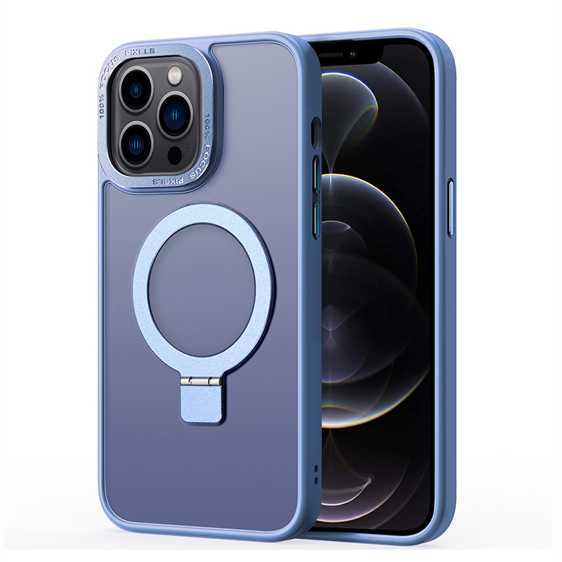 

Magnethülle Für Iphone 12 Pro Max, Kickstand TPU+PC Mattelefonabdeckung Kompatibel Mit Magsafe - Blau, iPhone 12 Pro Max