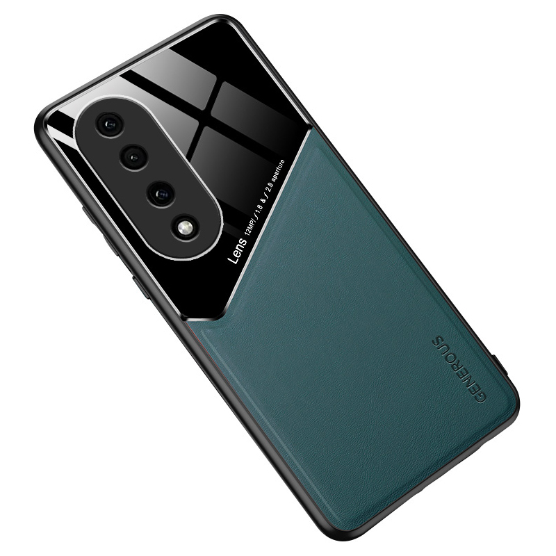 

Stoßdichtung Für Honor 90 Pro PU Lederbeschichtete TPU+PC -telefonhülle Mit Autohalterung Metallblech - Grün, Honor 90 Pro