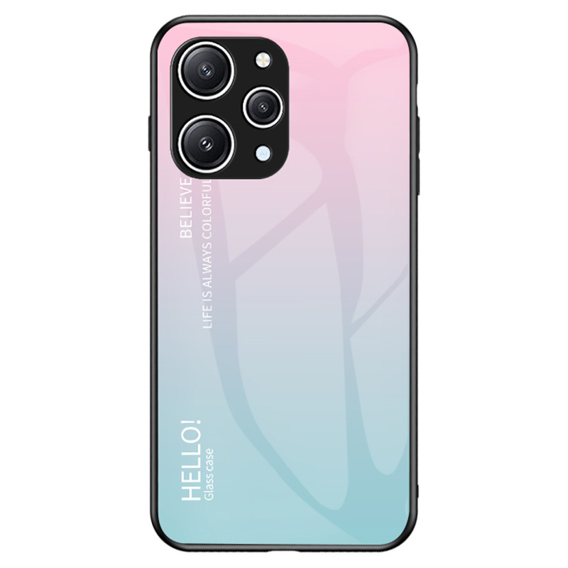 

Für Xiaomi Redmi 12 4G Gradient Tempered Glass Case PC+TPU Kratzfeste Telefonabdeckung - Gradientenrosa Blau, Xiaomi Redmi 12 4G