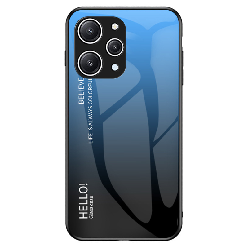 

Für Xiaomi Redmi 12 4G Gradient Tempered Glass Case PC+TPU Kratzfeste Telefonabdeckung - Gradientenblau Schwarz, Xiaomi Redmi 12 4G
