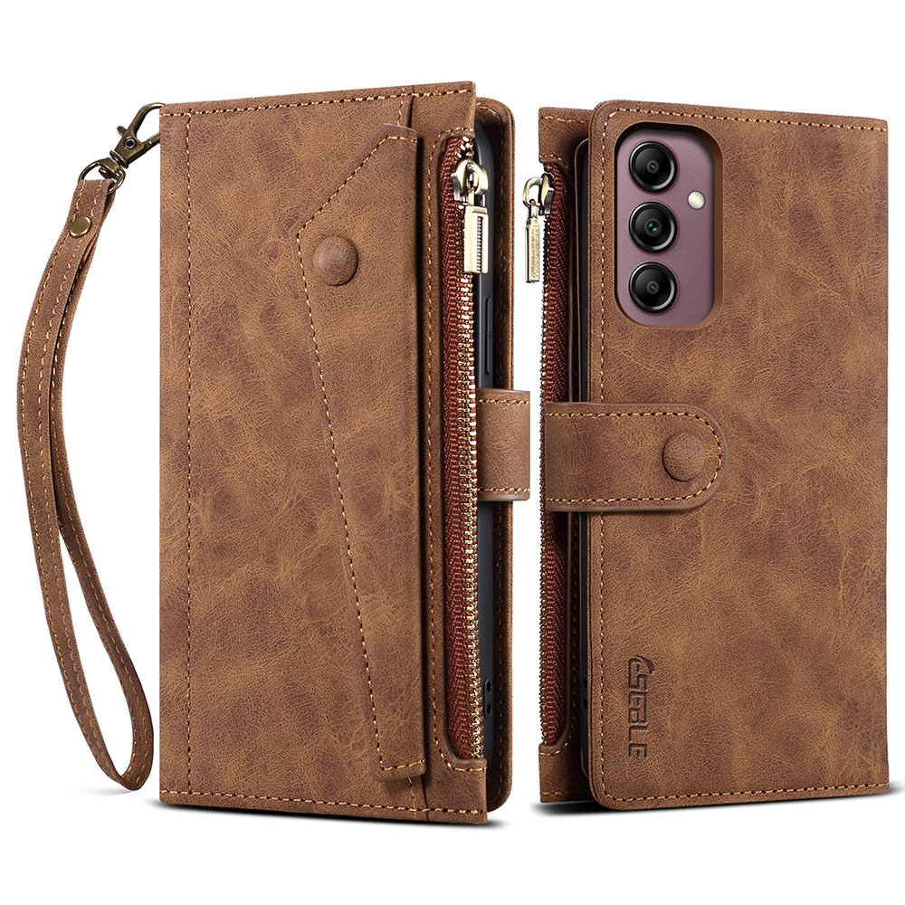 

ESEBLE Star -serie Lederhülle Für Samsung Galaxy A25 5g, Reißverschluss in Taschenwallet RFID Blocking Ständer Telefonabdeckung - Braun, Galaxy A25 5G