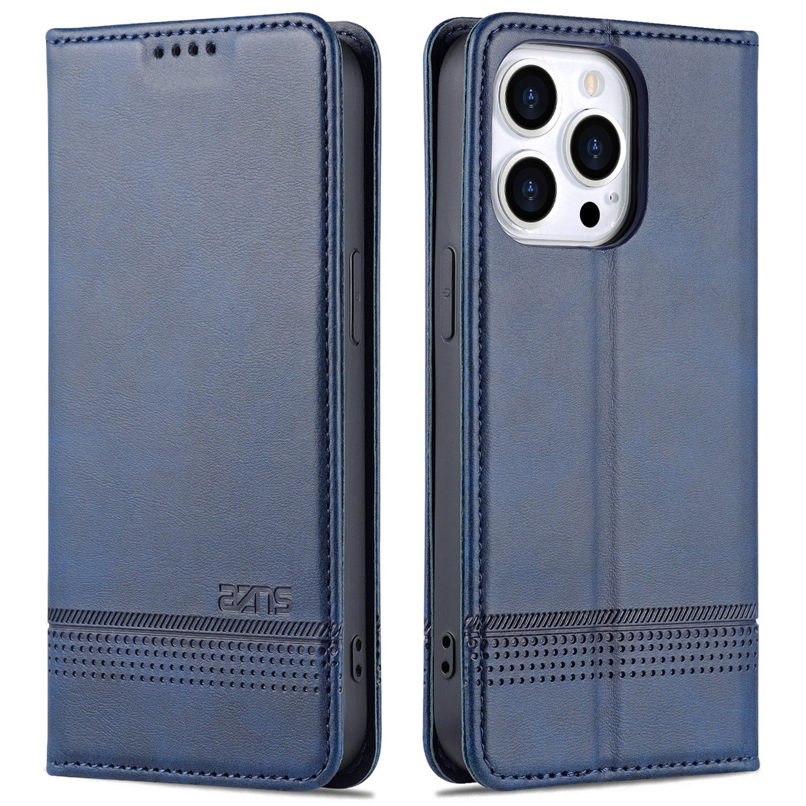 

Azns Für Iphone 15 Pro Max PU Leder Brieftasche Telefonabdeckung Schutzhülle - Blau, iPhone 15 Pro Max