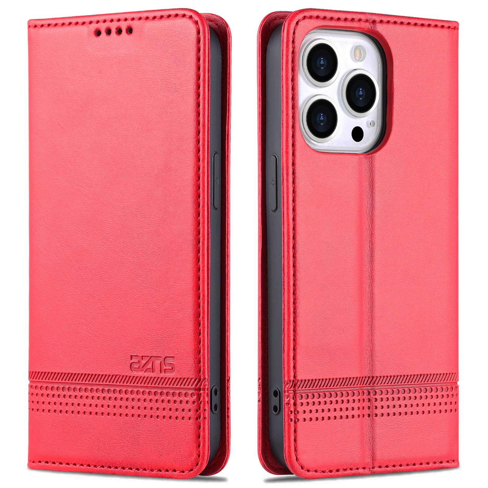

Azns Für Iphone 15 Pro Max PU Leder Brieftasche Telefonabdeckung Schutzhülle - Rot, iPhone 15 Pro Max