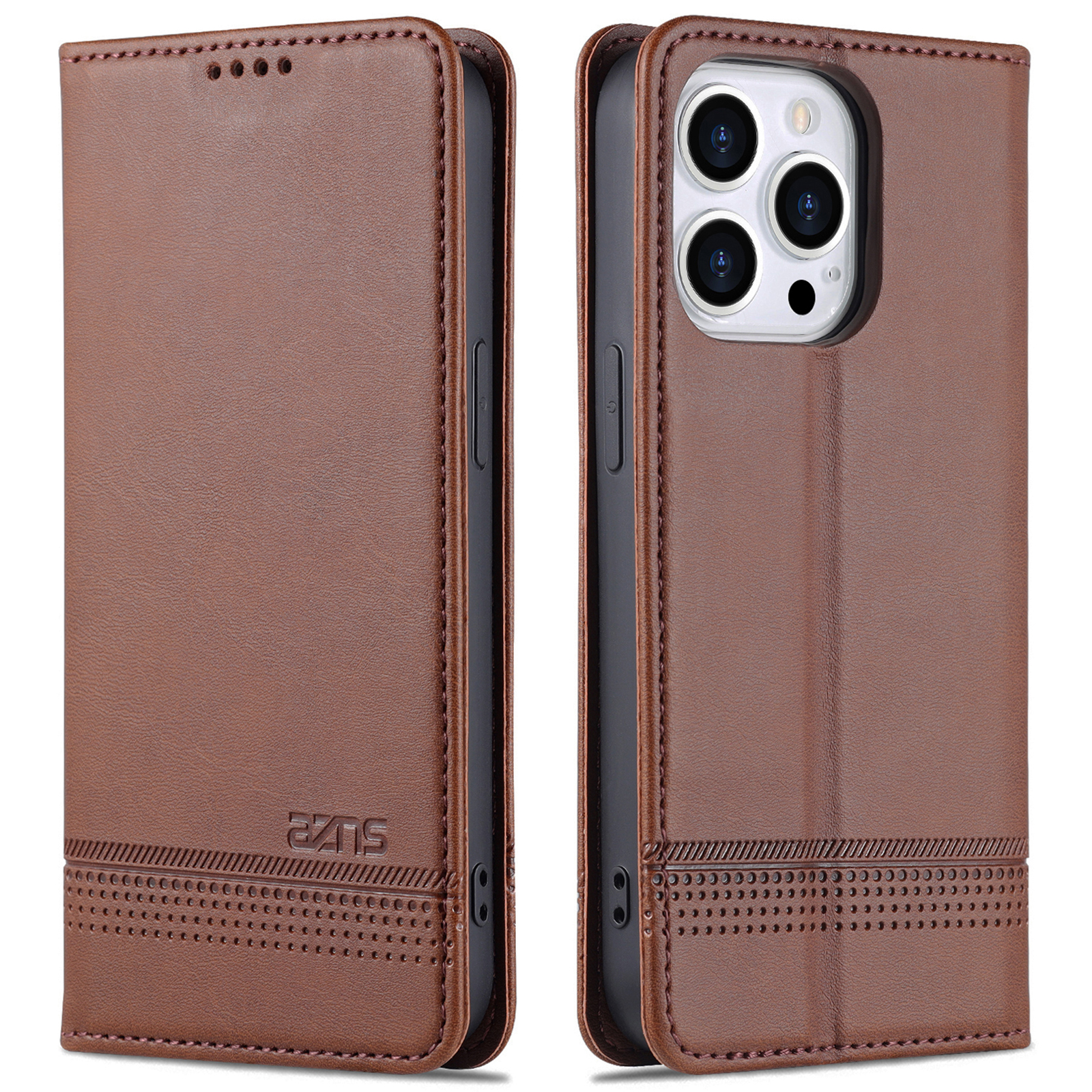 

Azns Für Iphone 15 Pro Max PU Leder Brieftasche Telefonabdeckung Schutzhülle - Kaffee, iPhone 15 Pro Max