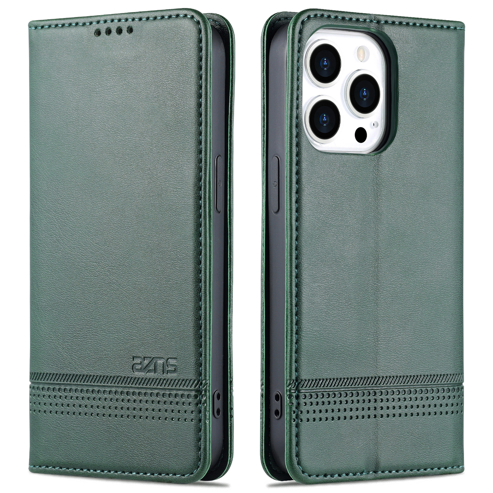 

Azns Für Iphone 15 Pro Max PU Leder Brieftasche Telefonabdeckung Schutzhülle - Grün, iPhone 15 Pro Max