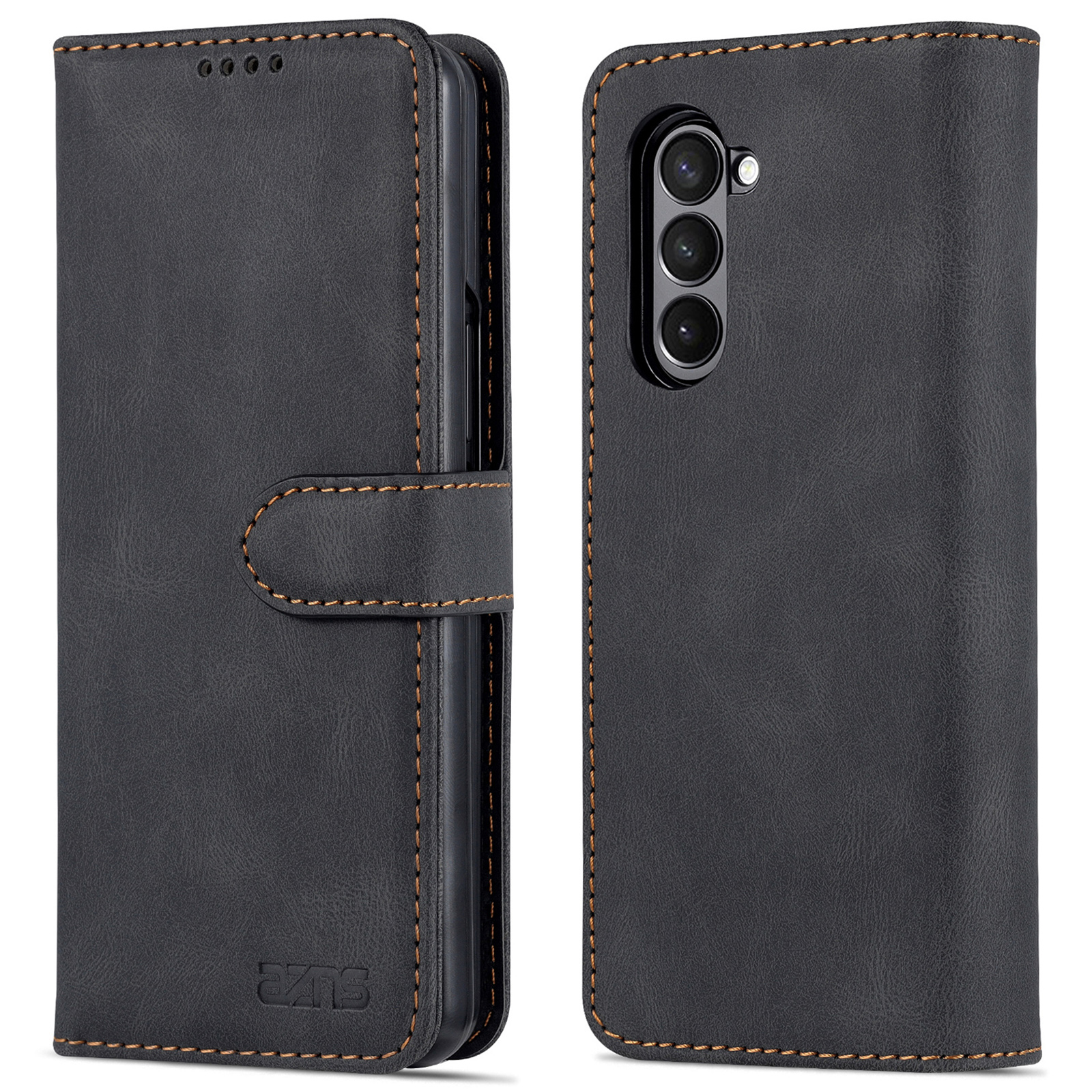 

Azns Für Samsung Galaxy Z Fold5 5G PU Leder Brieftasche Telefon Hülle Kickstand Stoßdichter - Schwarz, Galaxy Z Fold5 5G