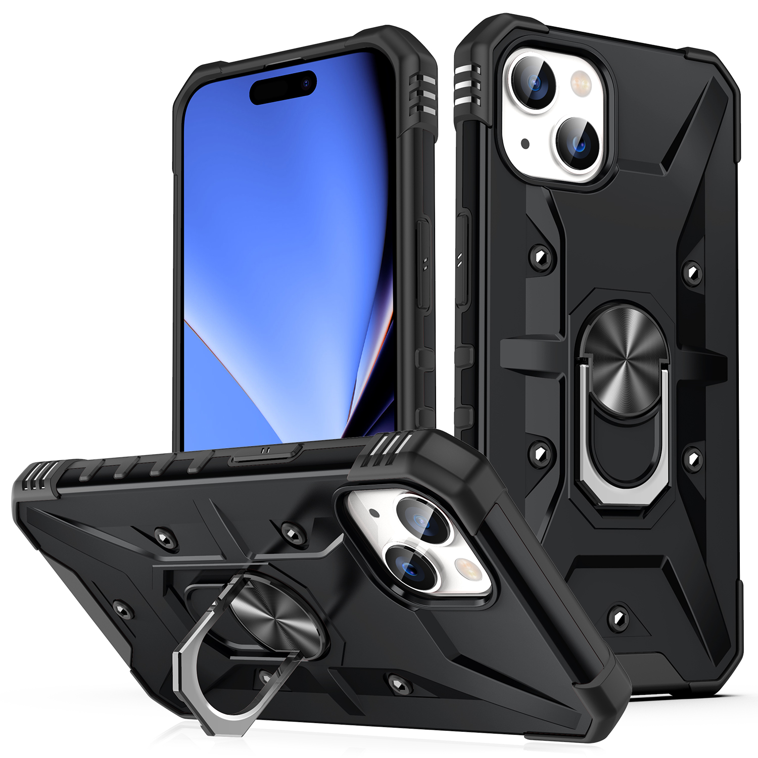 

Für Das Iphone 15 Plus Kickstand -hülle Arbeiten Sie Mit Magnetauto -mount -pc+ TPU -telefonabdeckung - Schwarz, iPhone 15 Plus