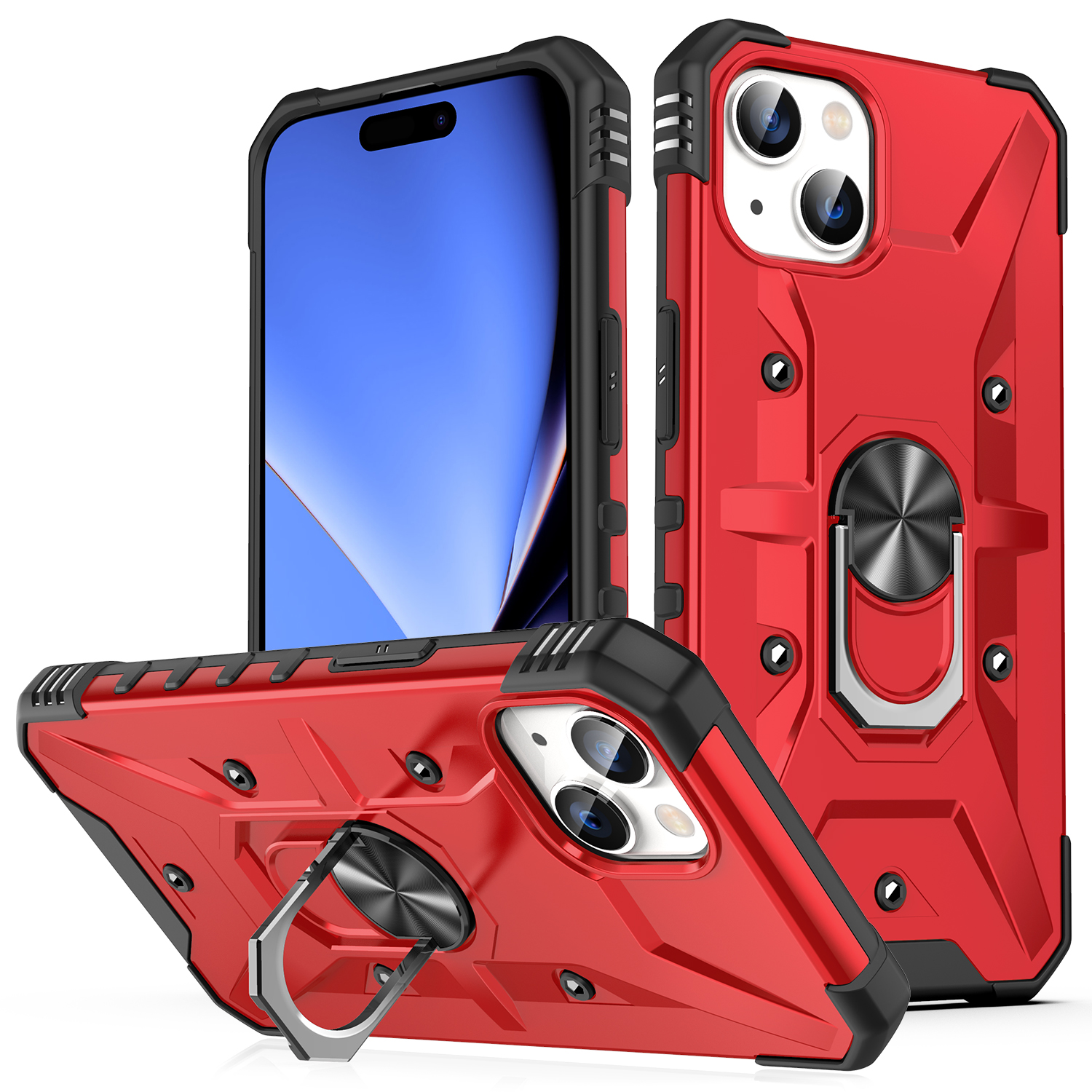 

Für Das Iphone 15 Plus Kickstand -hülle Arbeiten Sie Mit Magnetauto -mount -pc+ TPU -telefonabdeckung - Rot, iPhone 15 Plus