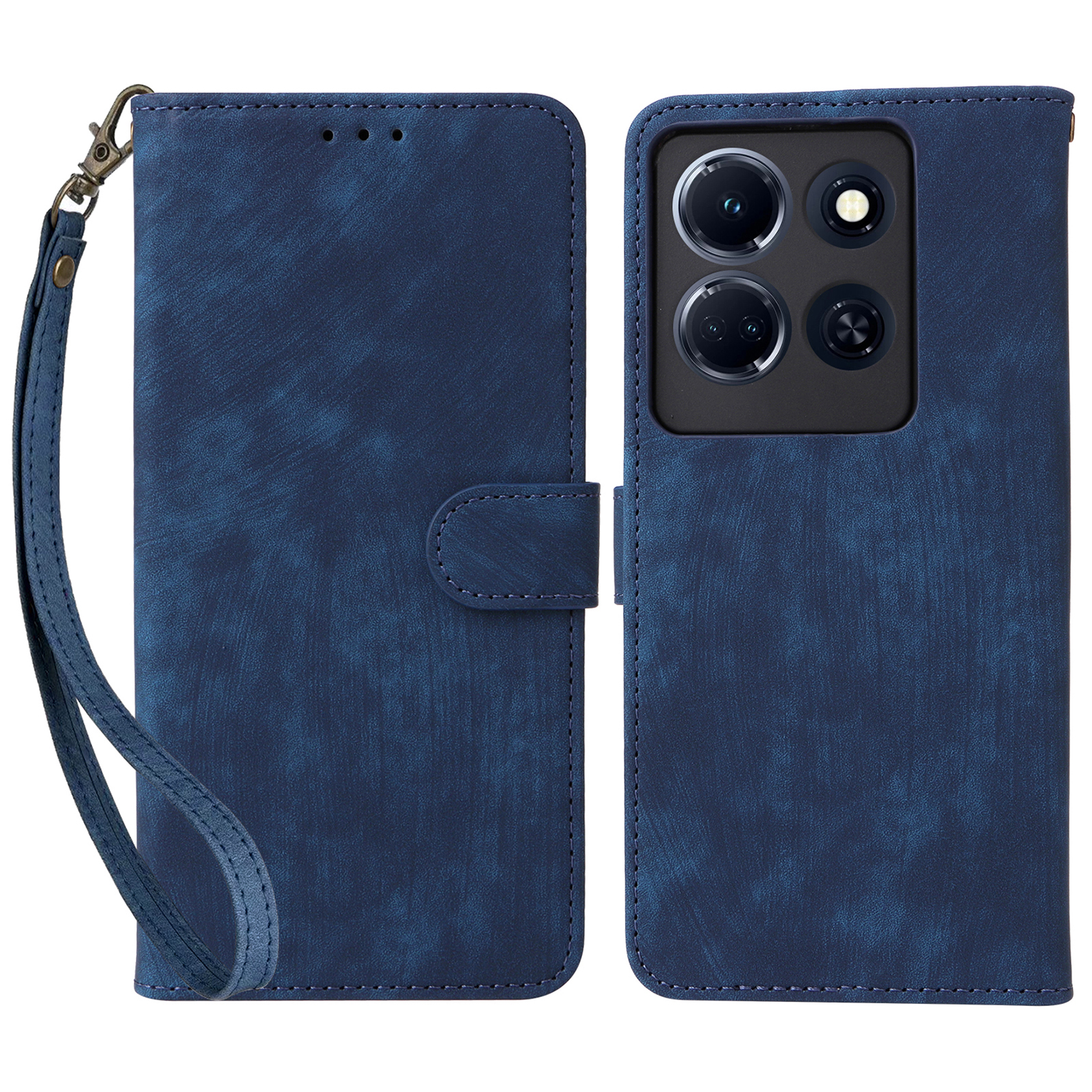 

Für Infinix Hinweis 30 VIP 5G X6710 RFID Blocking Wallet Phone Cover Lederständer Mit Riemen - Blau, Infinix Note 30 VIP 5G