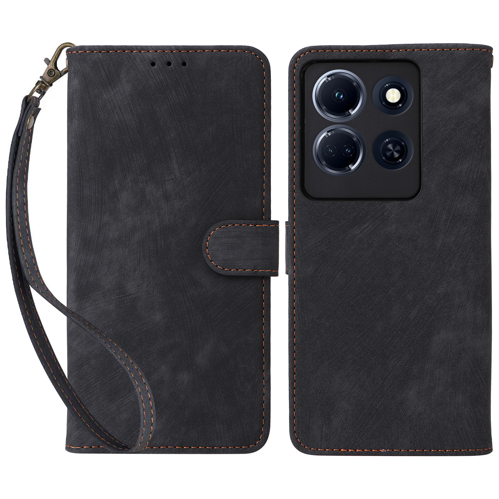 

Für Infinix Note 30 4G X6833b / X6716b Telefonabdeckung RFID Blocking Wallet Leder Stand Hülle Mit Riemen - Schwarz, Infinix Note 30 4G