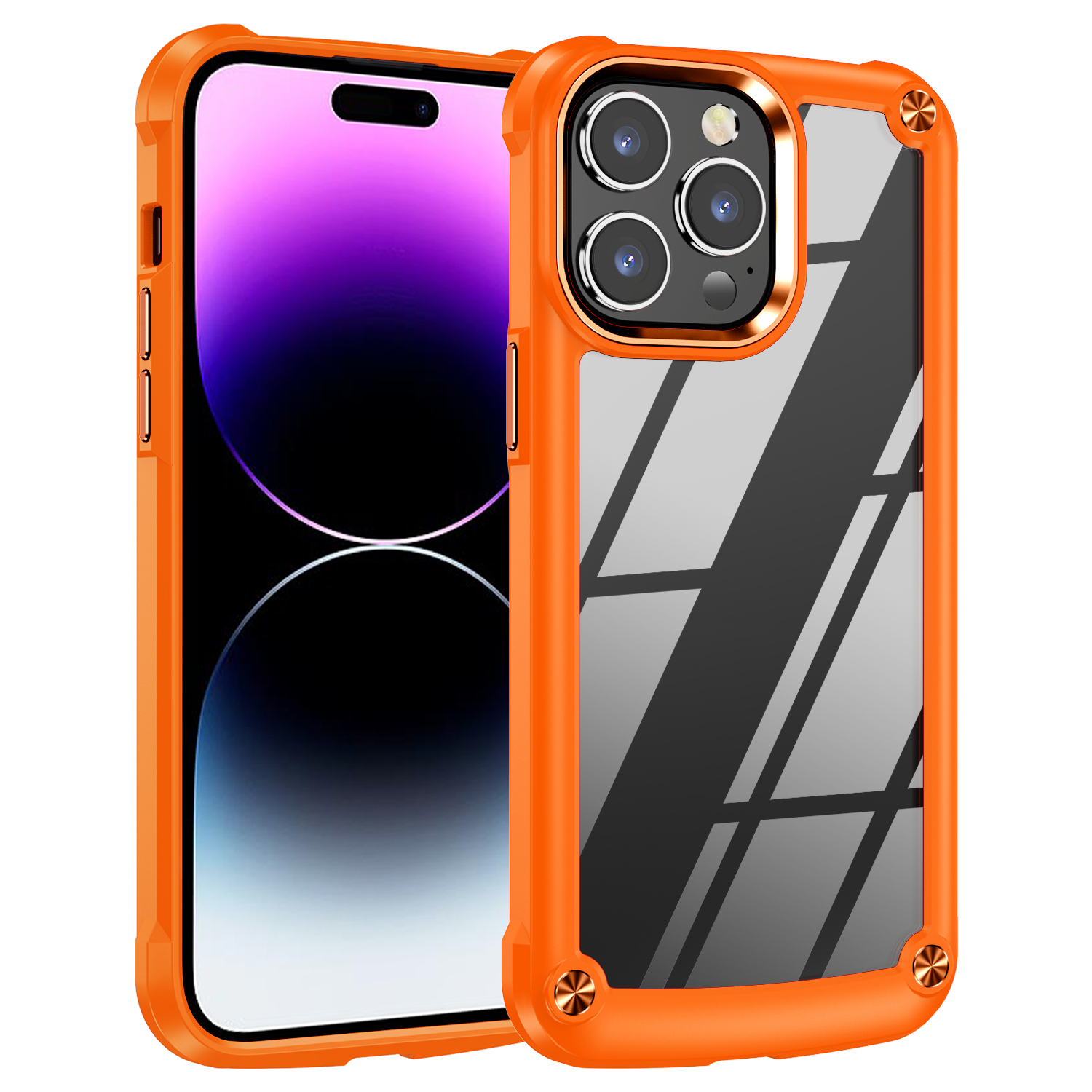 

Pc+tpu-telefonhülle Für Iphone 15 Pro Max-anti-drogen-leichtmesser-lens-rahmen-schutz-telefonabdeckung - Orange, iPhone 15 Pro Max