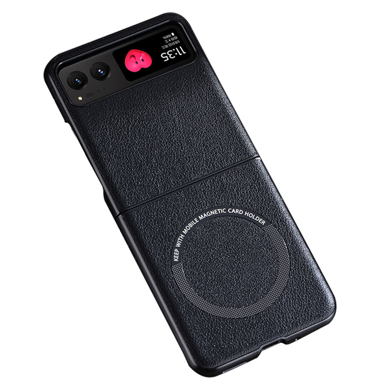 

Für Motorola Razr 40 5G Magnetic Phone Hülle PU Leder+pc Hartharge Cover Kompatibel Mit Magsafe - Schwarz, Motorola Razr 40 5G