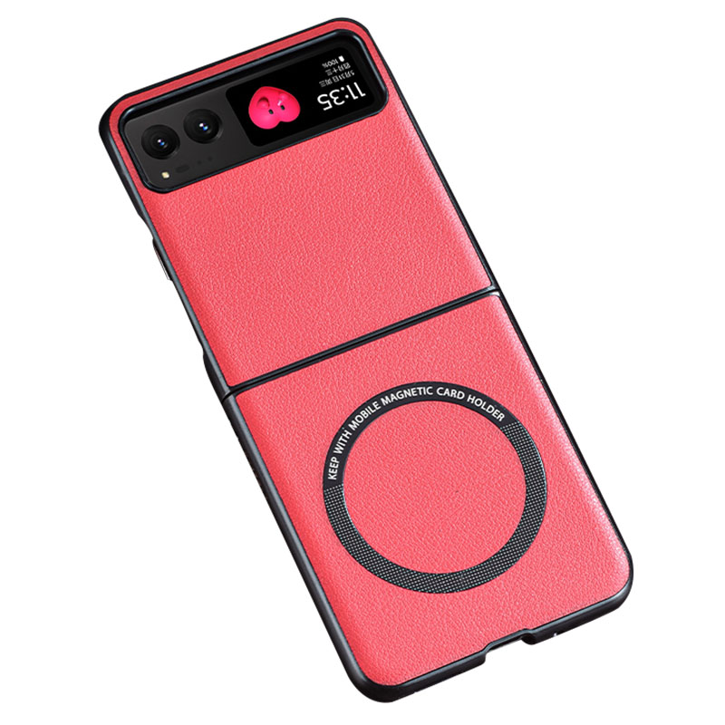

Für Motorola Razr 40 5G Magnetic Phone Hülle PU Leder+pc Hartharge Cover Kompatibel Mit Magsafe - Rot, Motorola Razr 40 5G