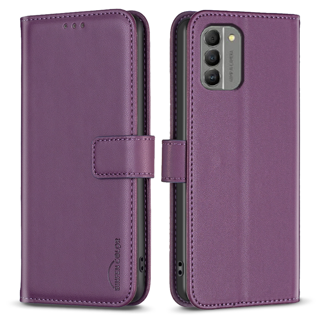 

Binfen Farbe BF17 Für Nokia G310 Fall-proof Wallet Stand Handy Cover TPU+PU Leder Telefonhülle - Dunkelviolett, Nokia G310