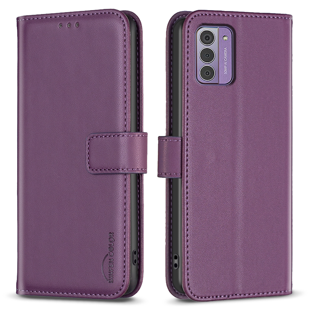 

Binfen Farbe BF17 Mobiltelefonabdeckung Für Nokia G42 Wallet Stand TPU+PU Leder Telefonhülle - Dunkelviolett, Nokia G42